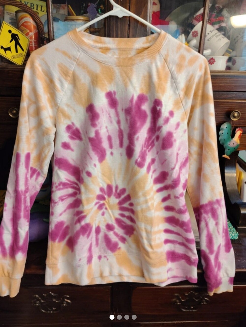 Tie-Dye Long Sleeve Sweater - Pink & Peach